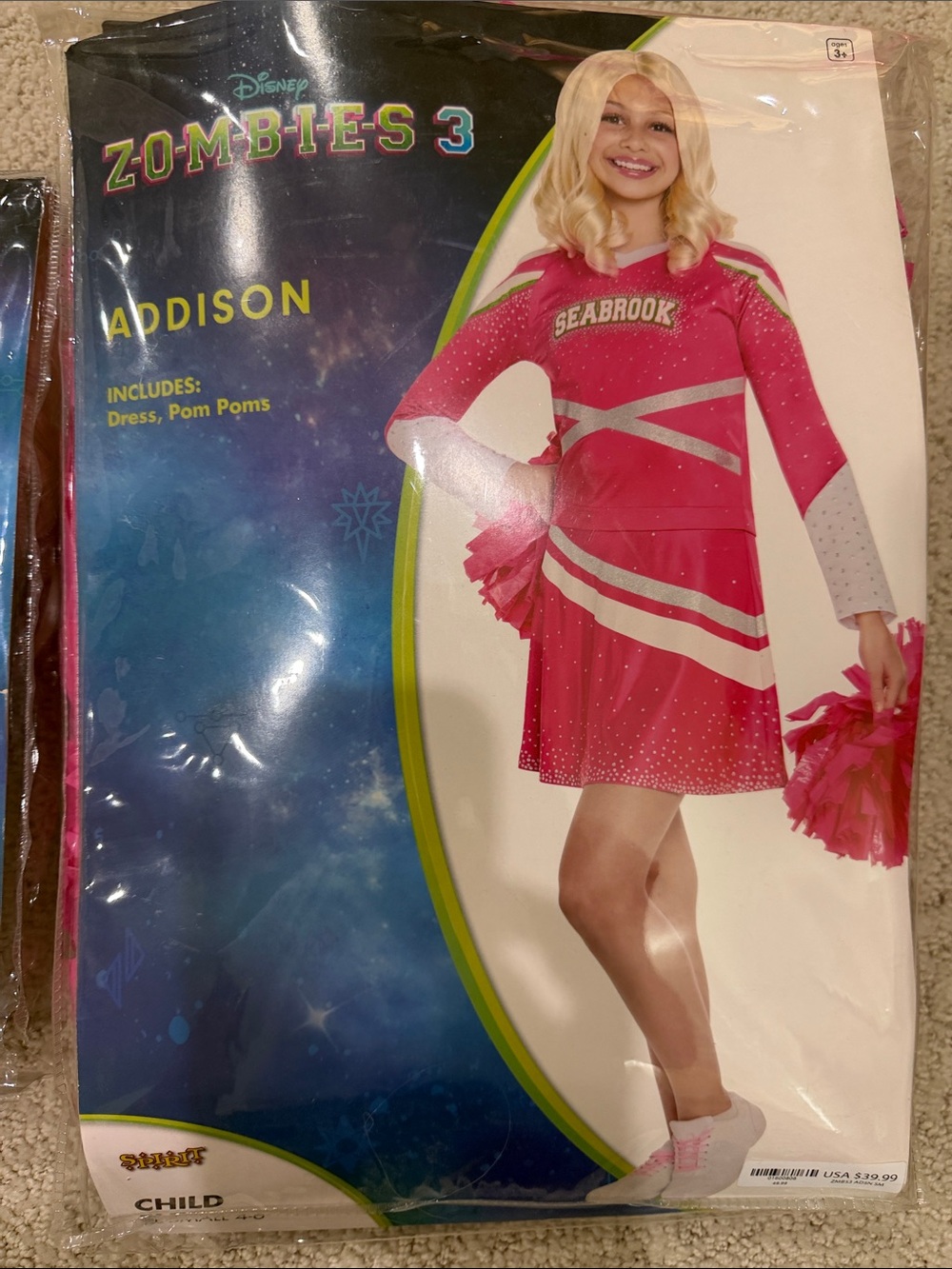 Spirit Disney Zombies 3 Addison Pink Cheerleader Costume with Pom Poms
